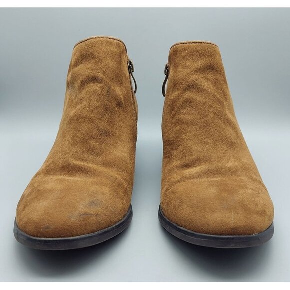 Xappeal Ladies Brown Zip Up Stewart Booties Boots Size 8 Block Heel Faux Suede - Picture 3 of 12